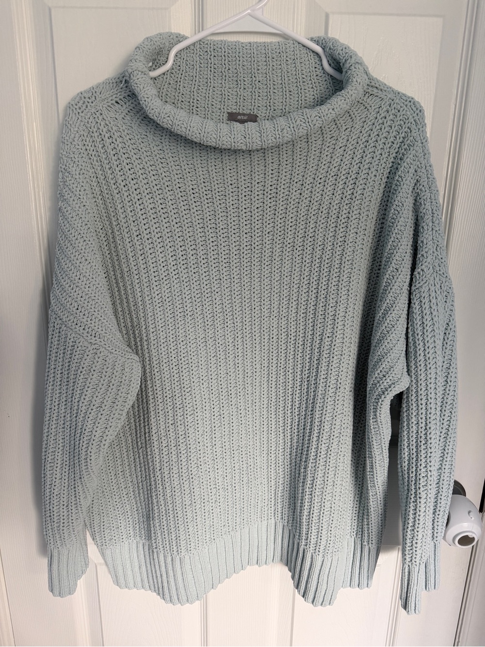 Aerie oversized chunky knit cowlneck sweater light blue